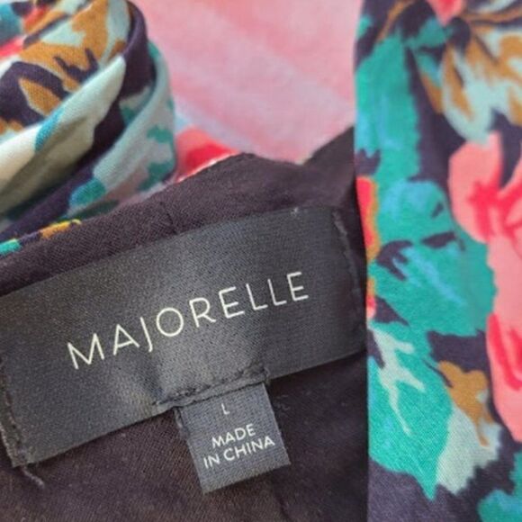 Majorelle Quincy Spring Multicolored Floral Button Front High Slit Midi Dress L - Picture 9 of 9